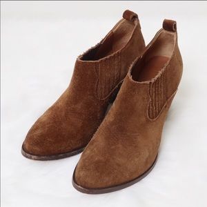 Frye Iliana Suede Ankle Slip- On Bootie 8 Brown